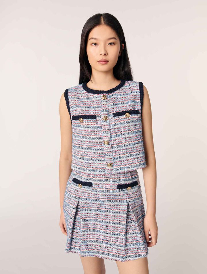 Vestido corto 2 en 1 de tweed