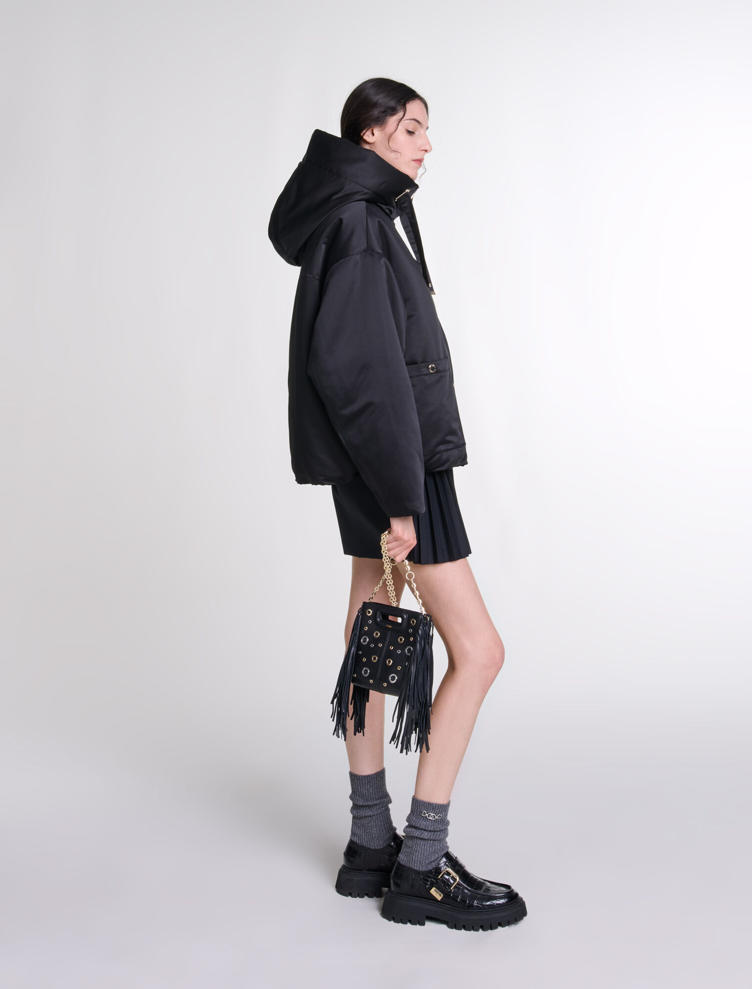 Bolso M mini de cuero con ojales