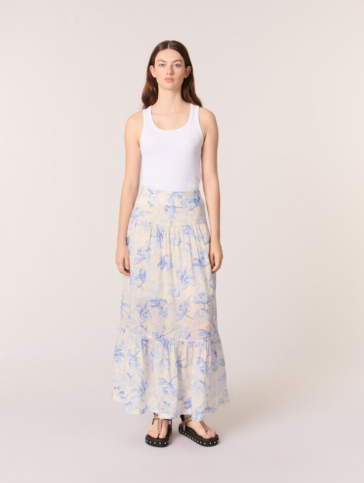 Falda larga con estampado floral
