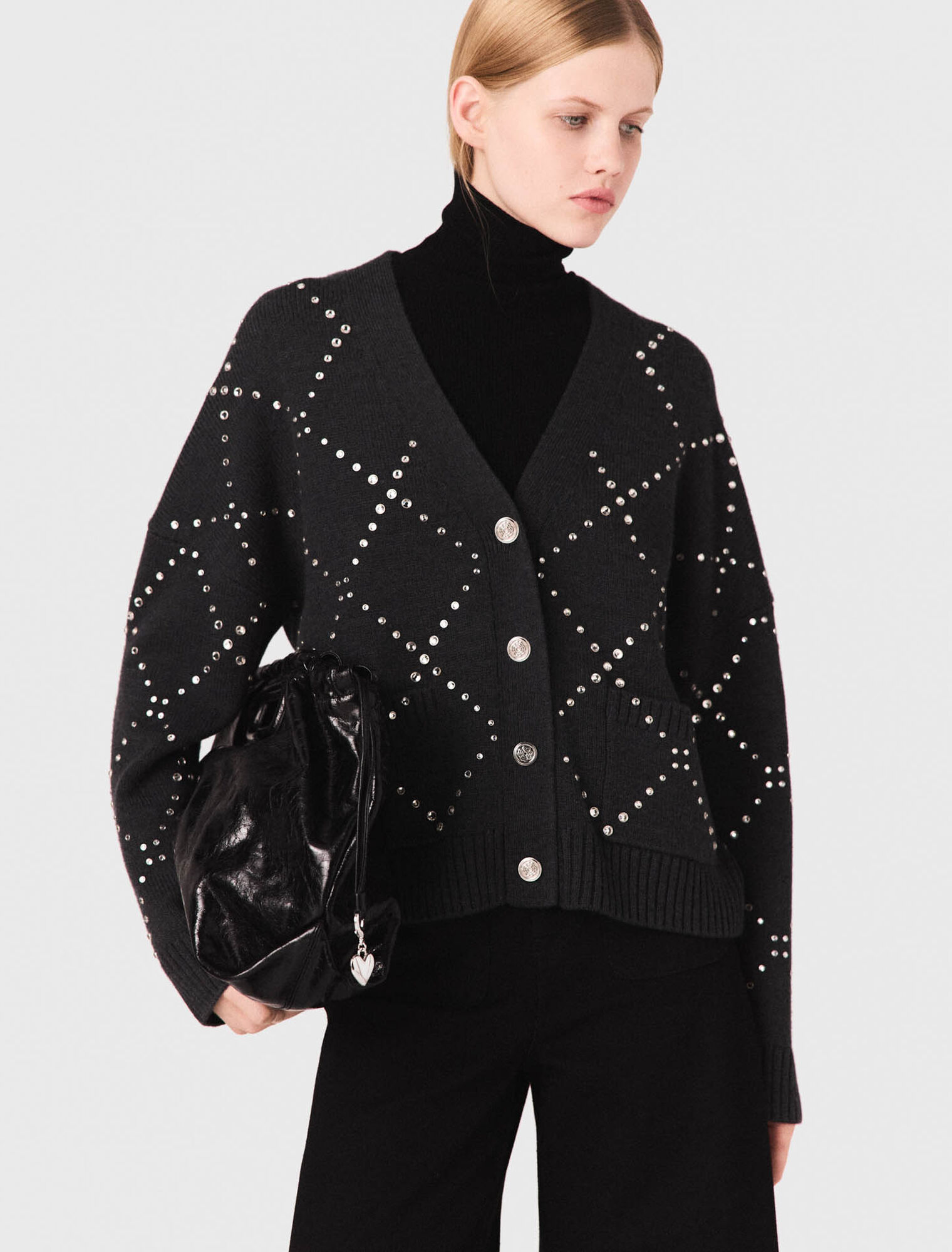 Cárdigan de cuadros con strass