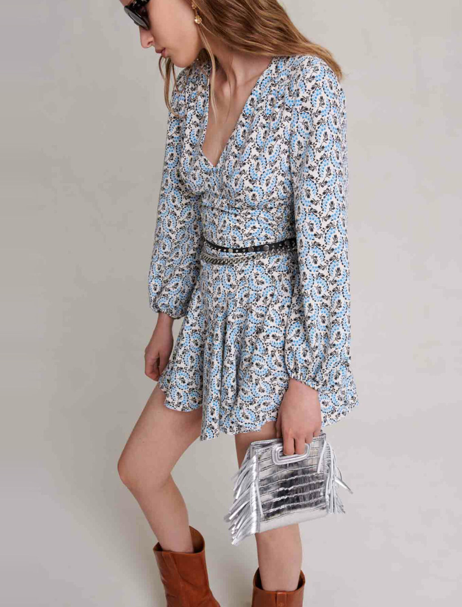 Vestido corto de crepé