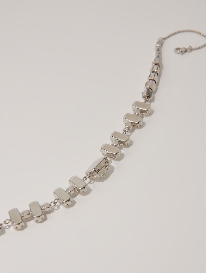 Collar gargantilla de strass plateado