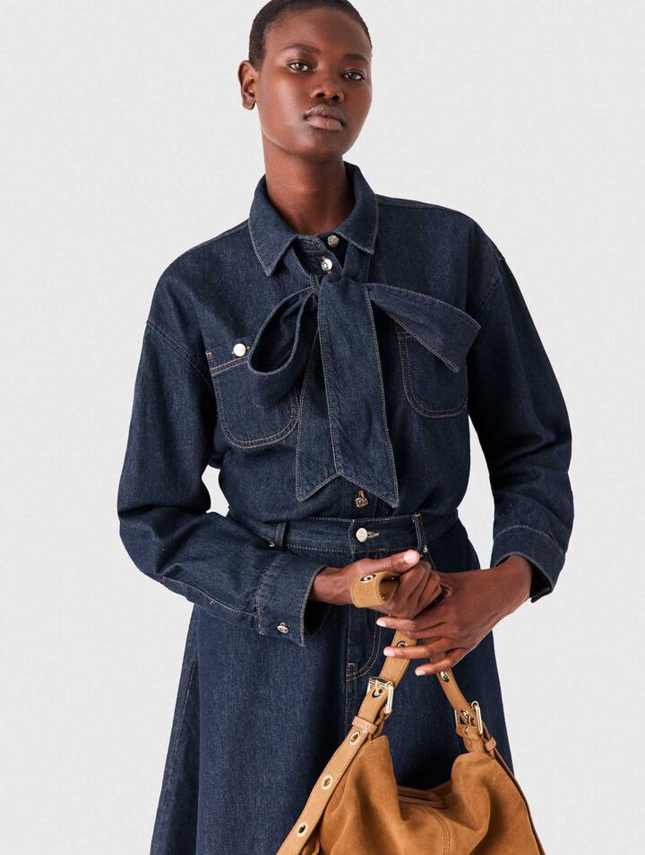 Camisa vaquera con lavalli&egrave;re