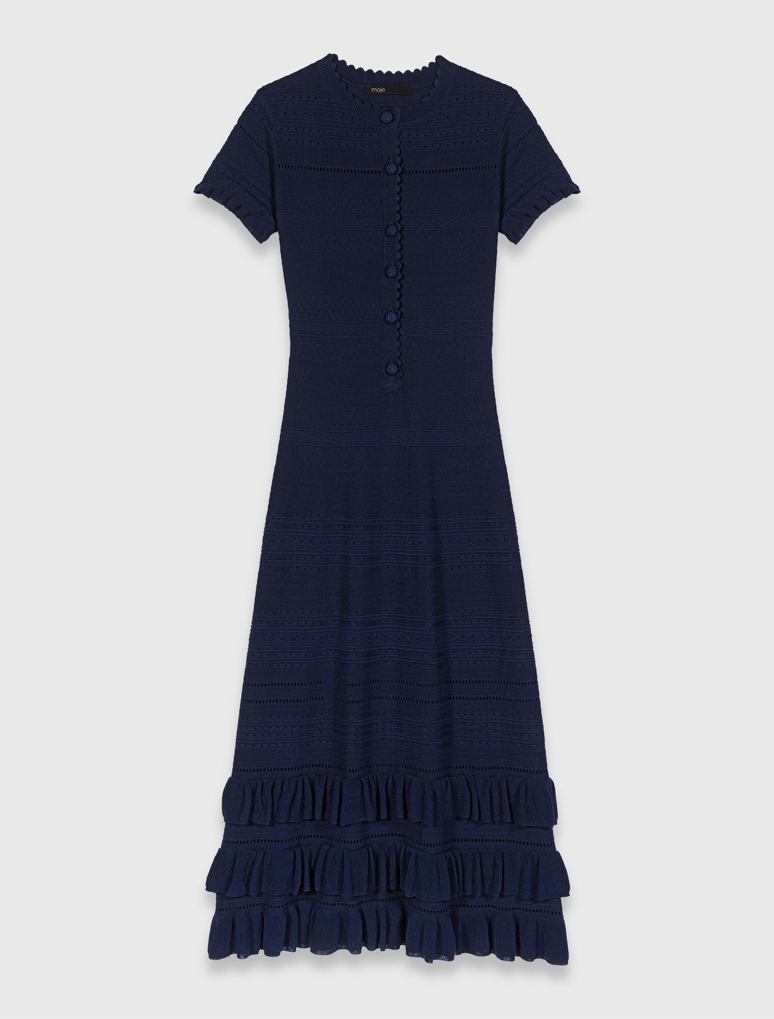 Vestido largo de punto con volantes