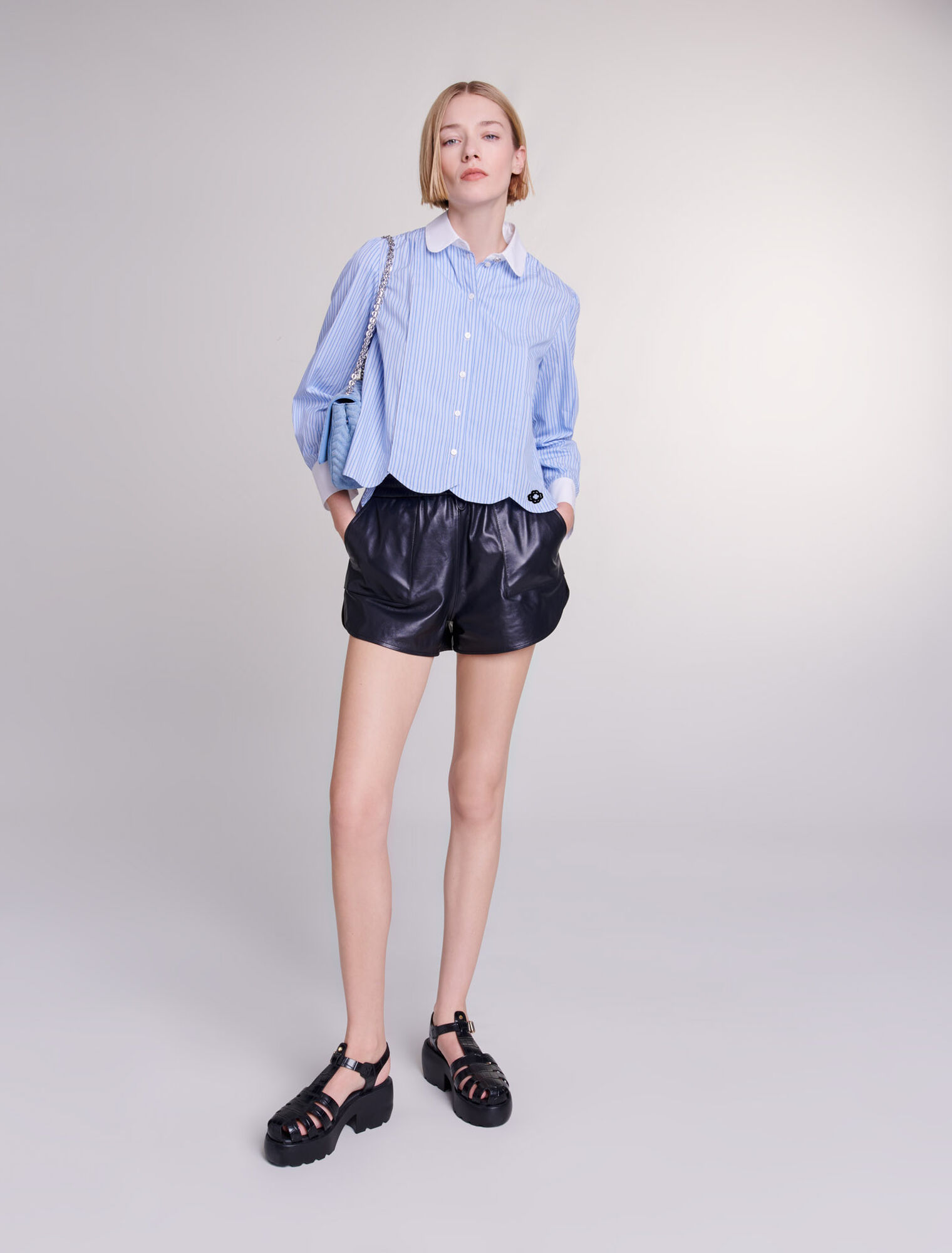 Pantalón corto de cuero
