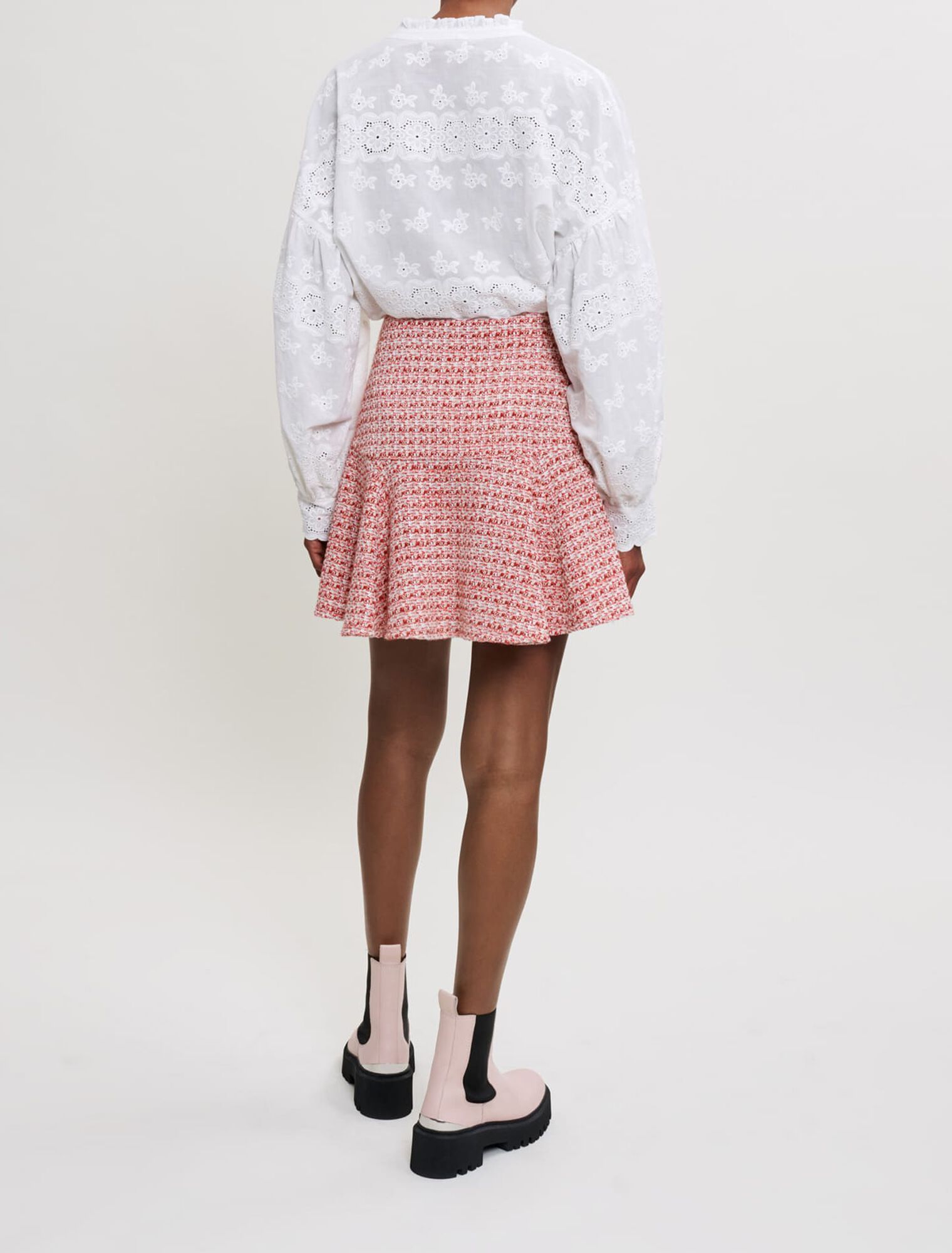 Falda de tweed con trenzas étnicas