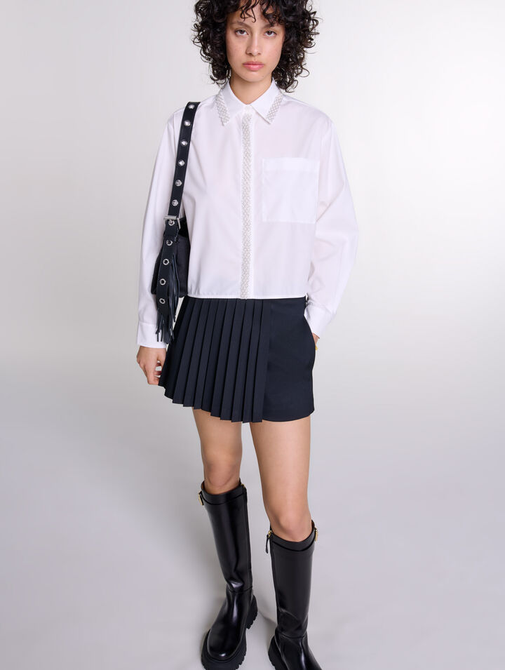 Camisa corta con perlas