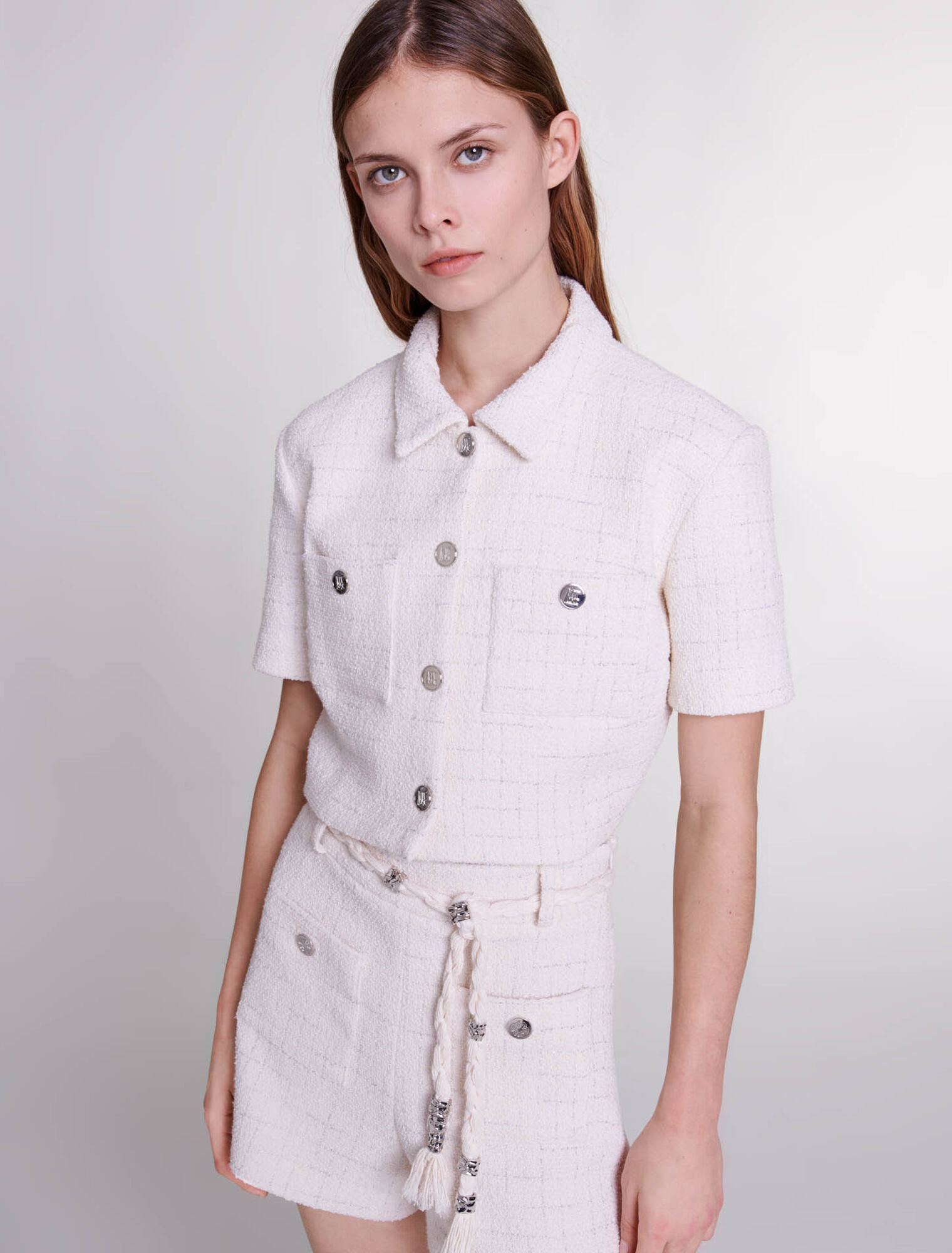 Top corto de tweed