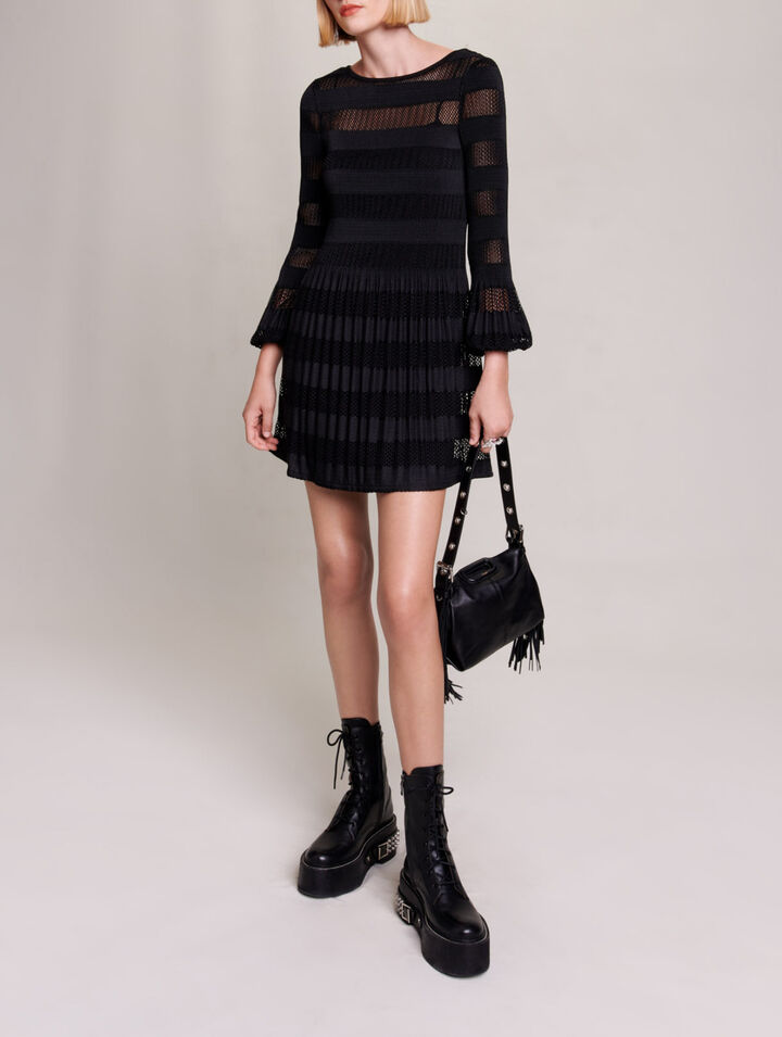Vestido corto de punto calado