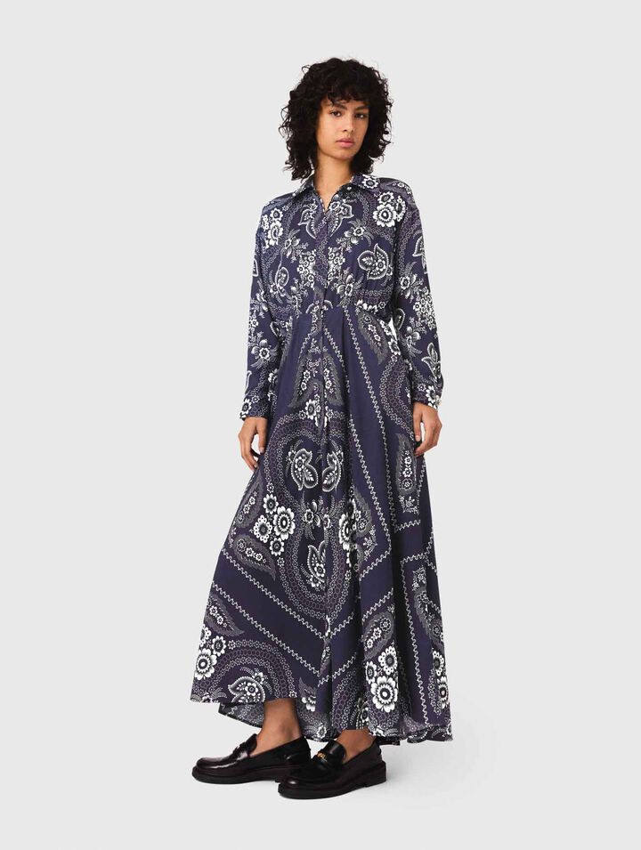 Vestido largo fluido estampado