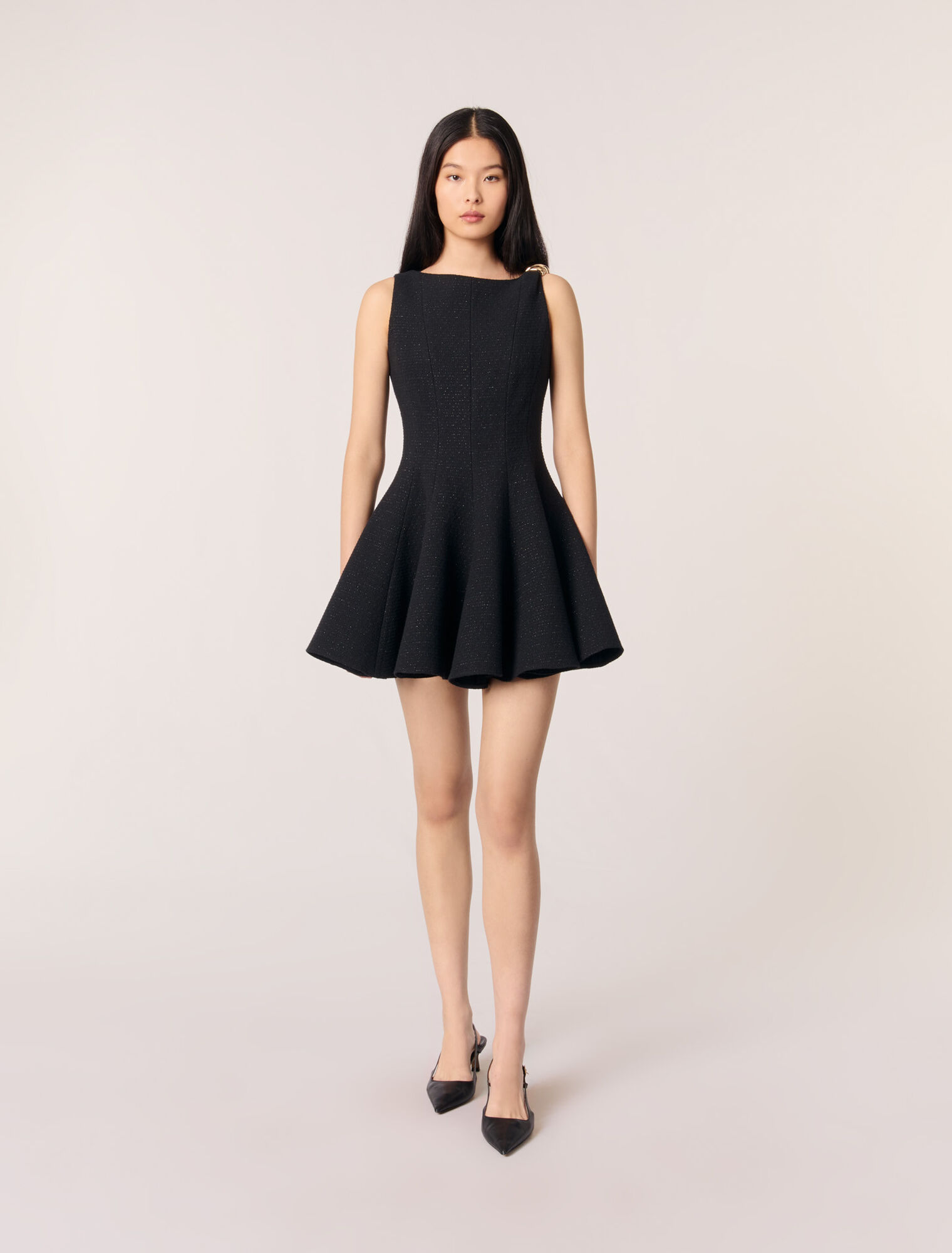 Vestido corto acampanado de tweed