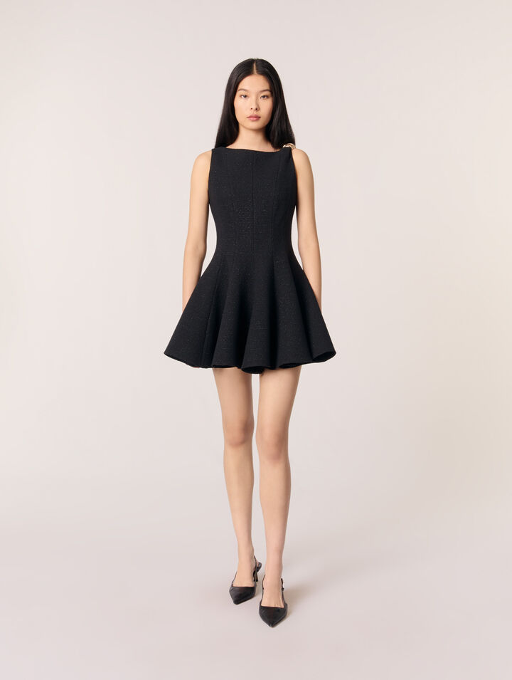 Vestido corto acampanado de tweed
