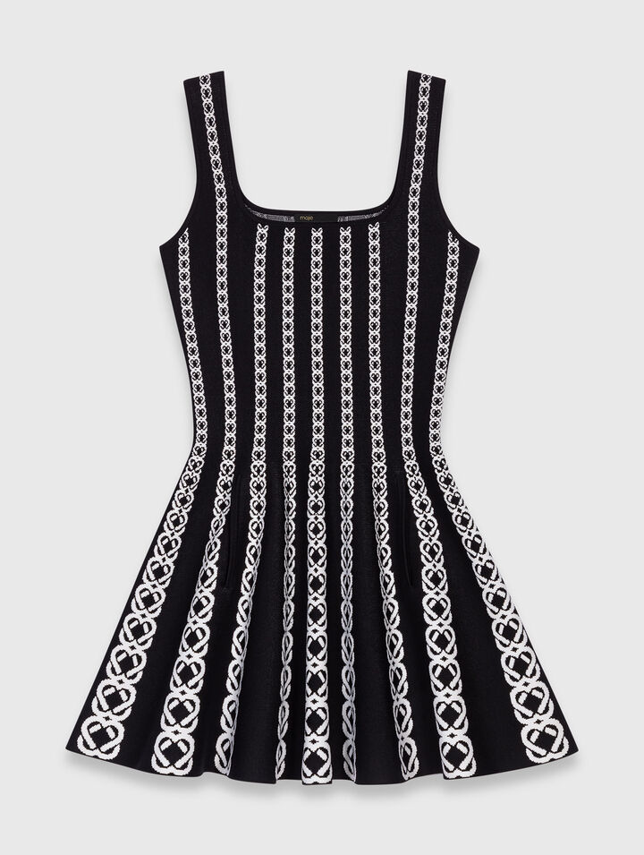 Vestido corto de punto jacquard
