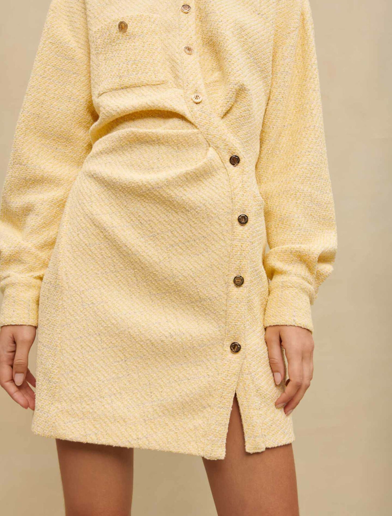 Vestido asimétrico en tweed lurex