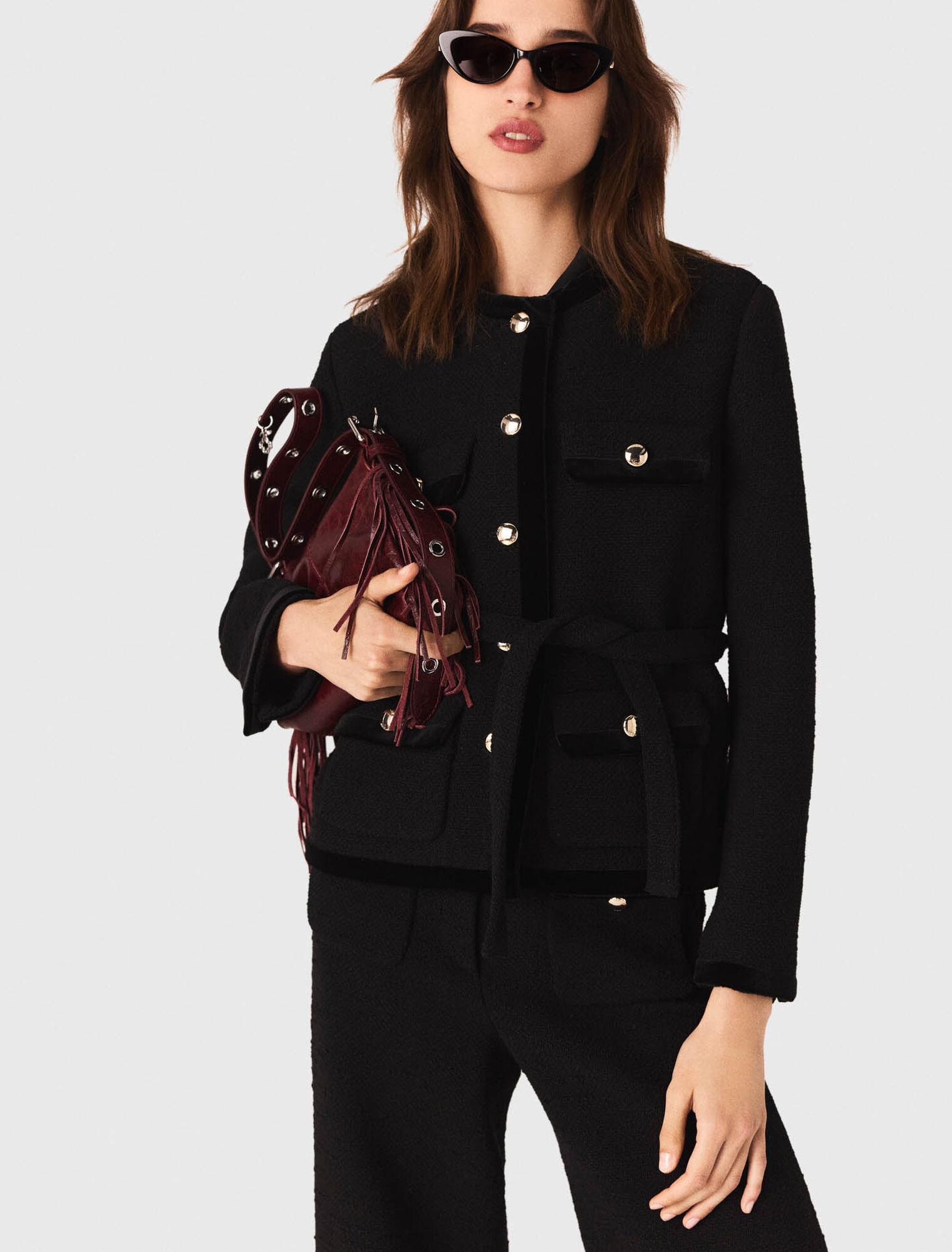 Chaqueta larga de tweed