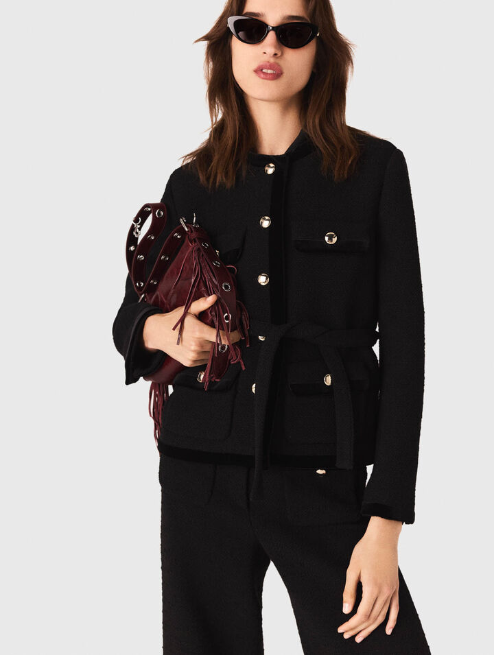 Chaqueta larga de tweed