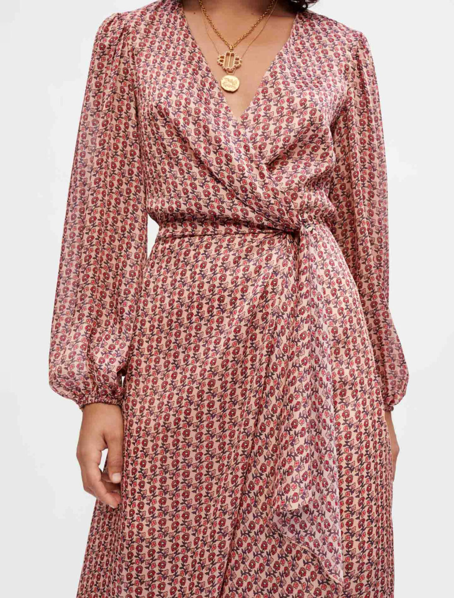 Vestido drapeado de satén estampado