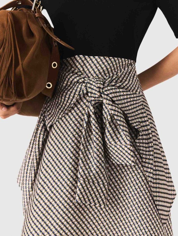 Vestido bimaterial estampado