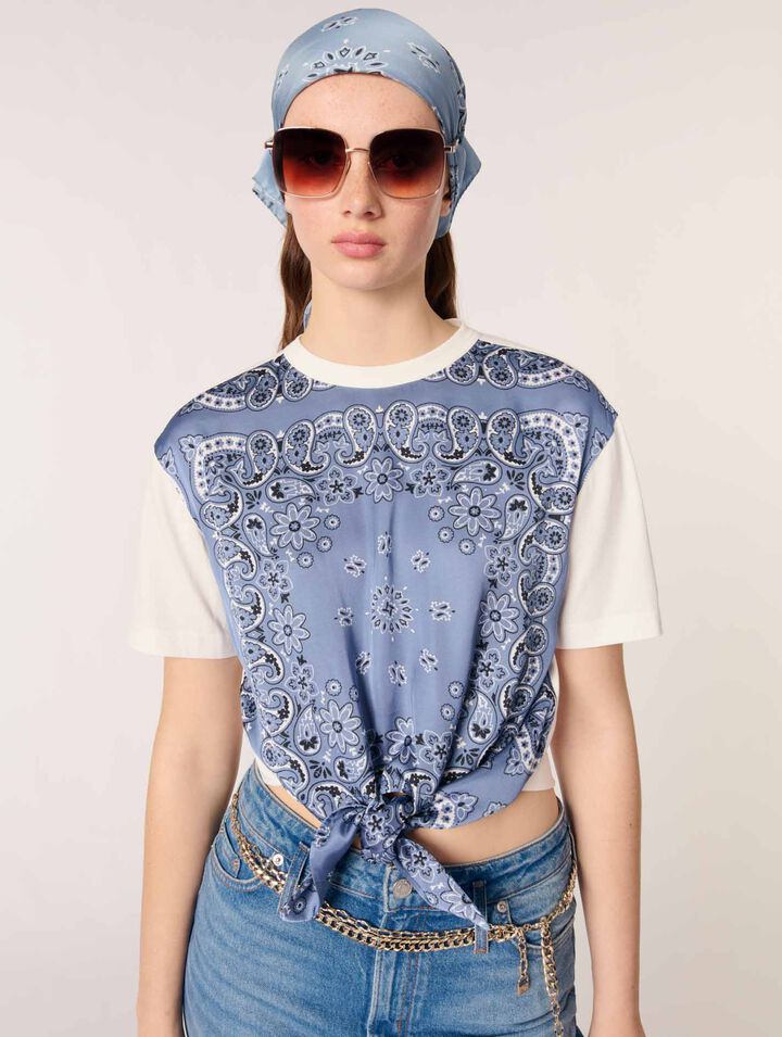 Camiseta anudada con estampado