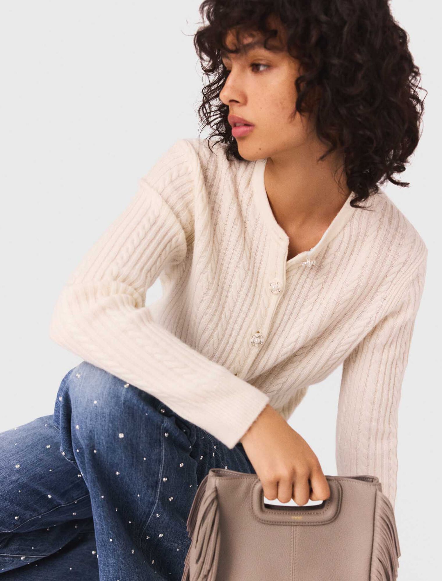 C&aacute;rdigan de punto con cuello desmontable