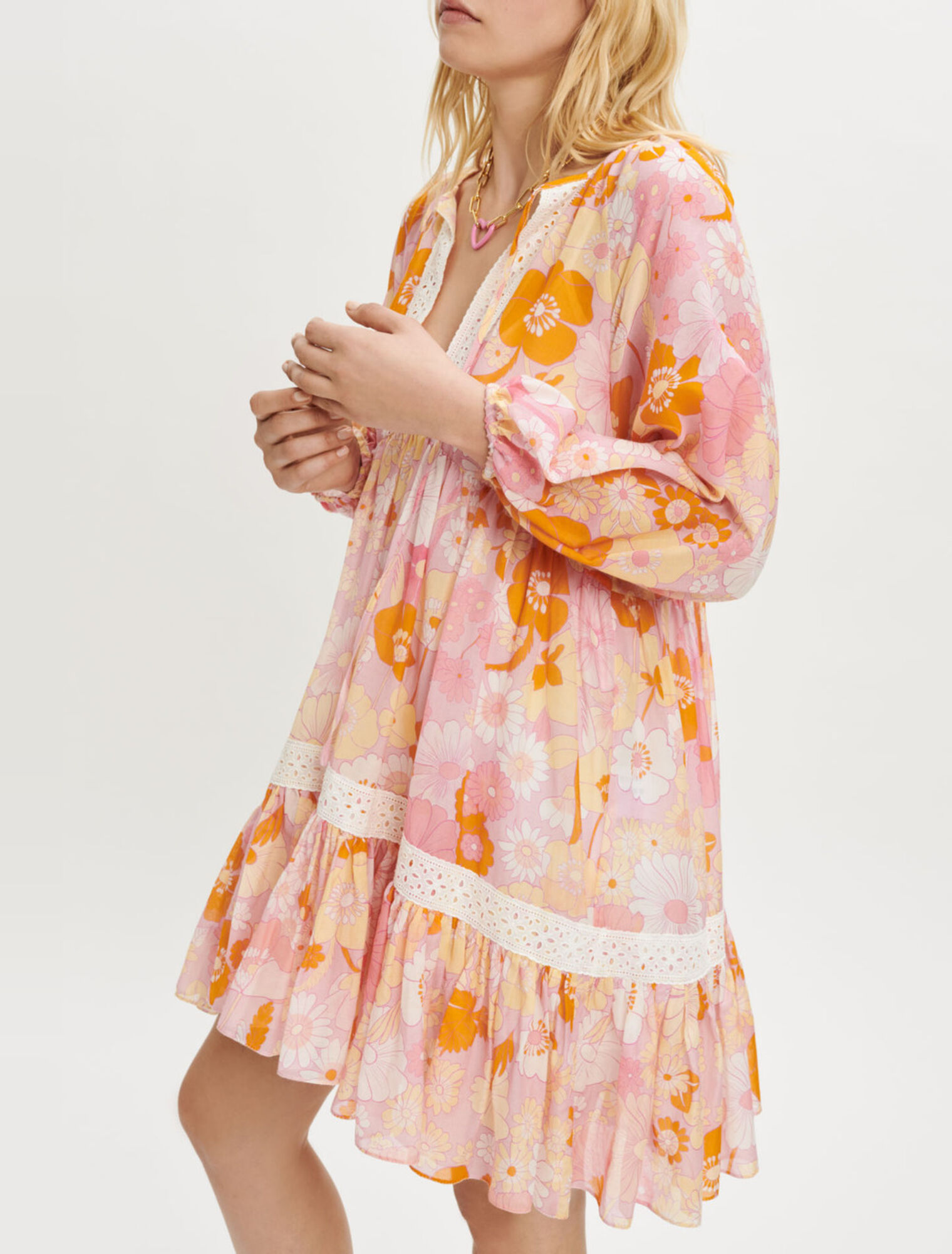 Vestido de gasa de algodón y seda