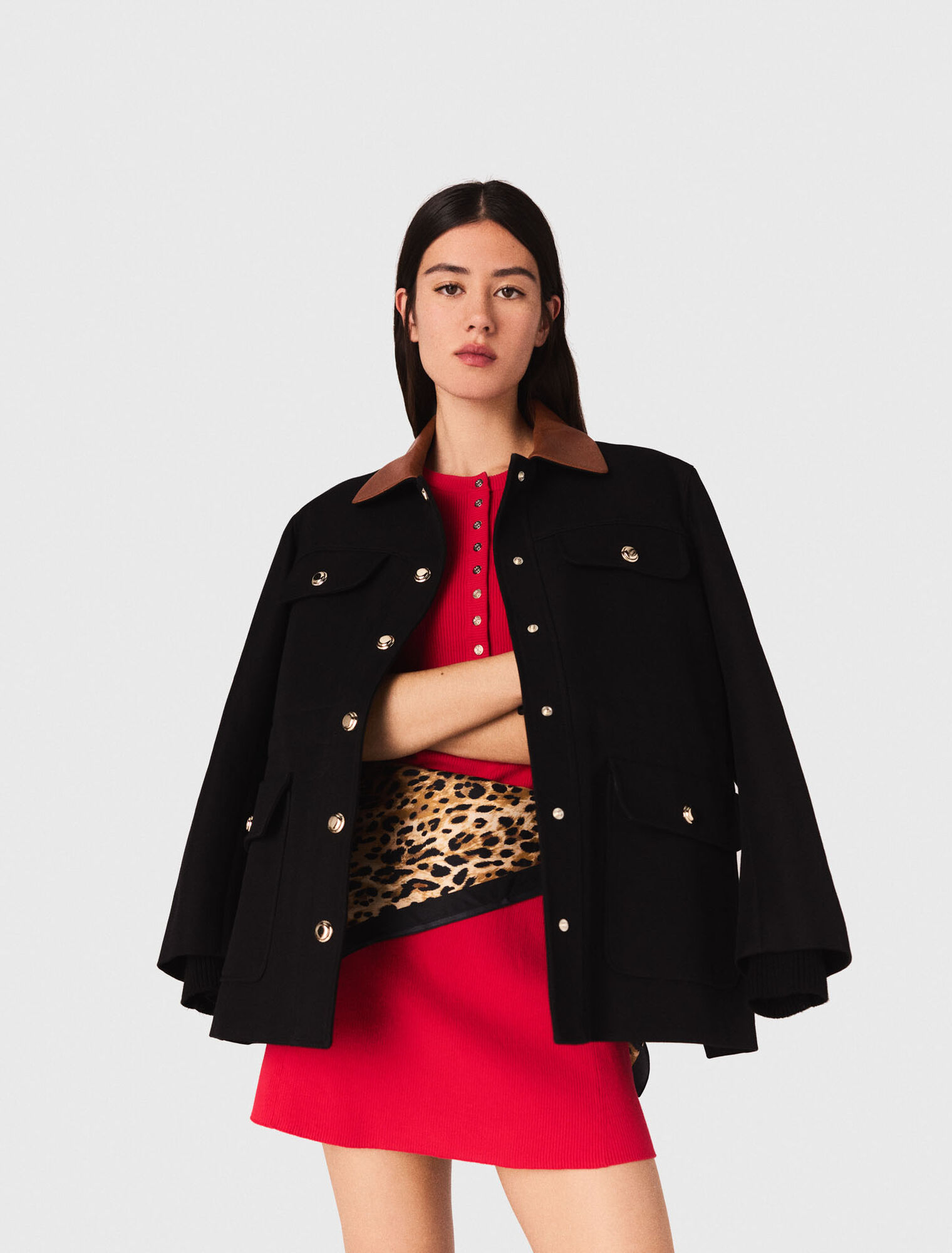 Parka cuello piel