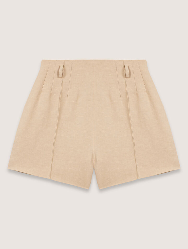 Pantalón  corto de pinzas de lino