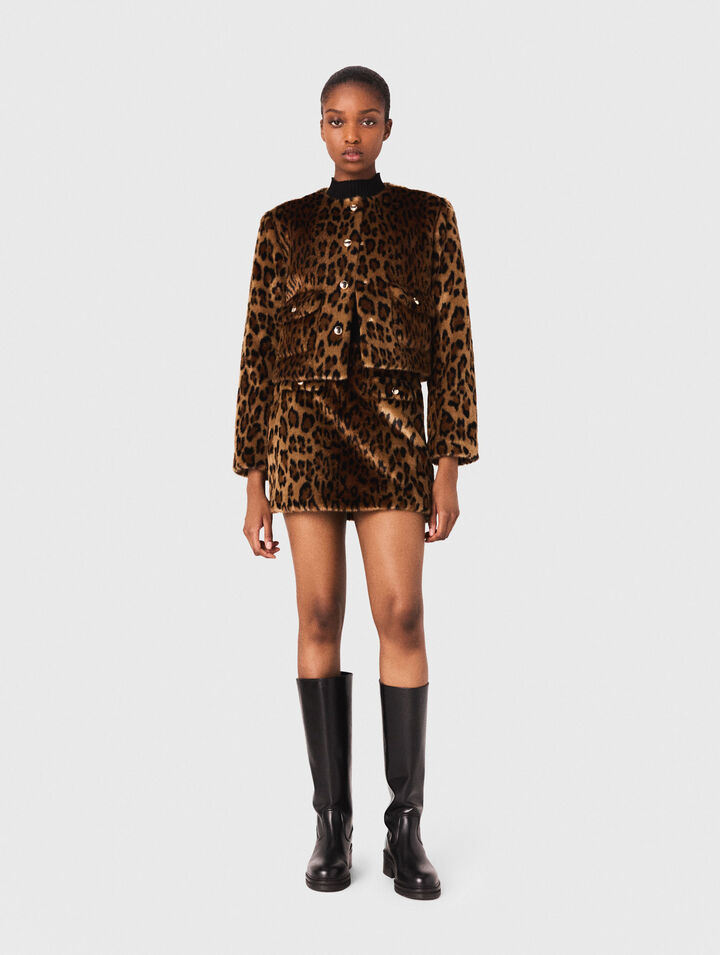 Chaqueta de piel sintética leopardo