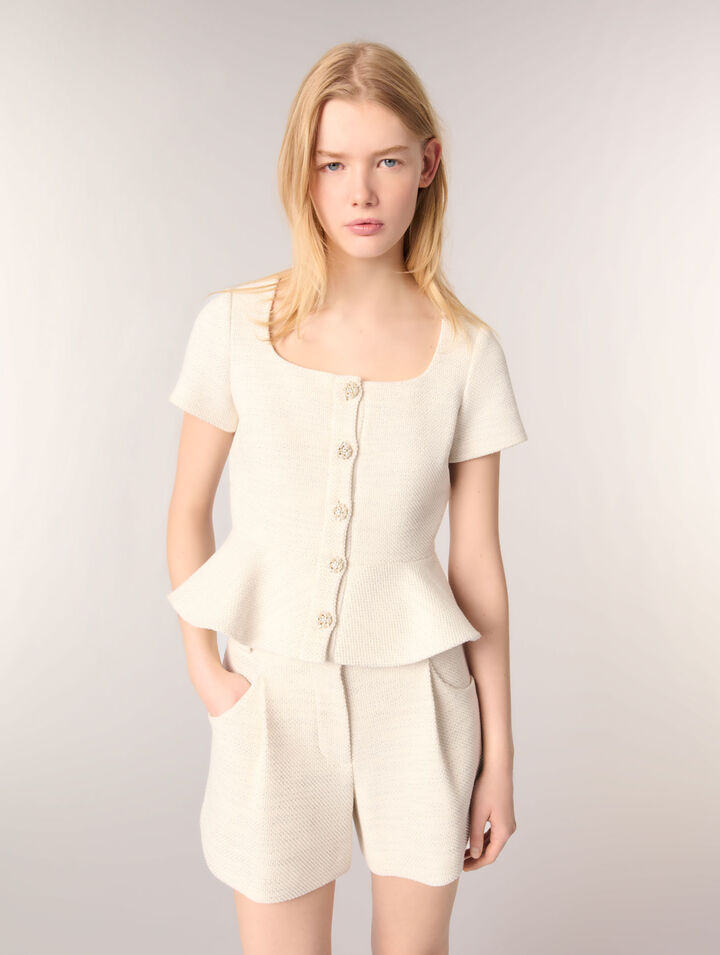 Top peplum de tweed y lurex