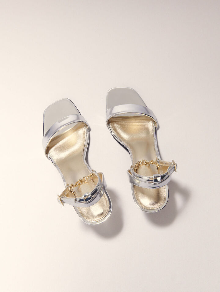 Sandalias de tacón de piel espejo