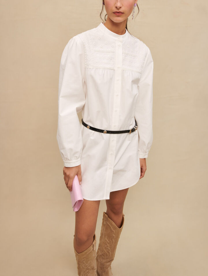 Vestido corto con mangas voluminosas