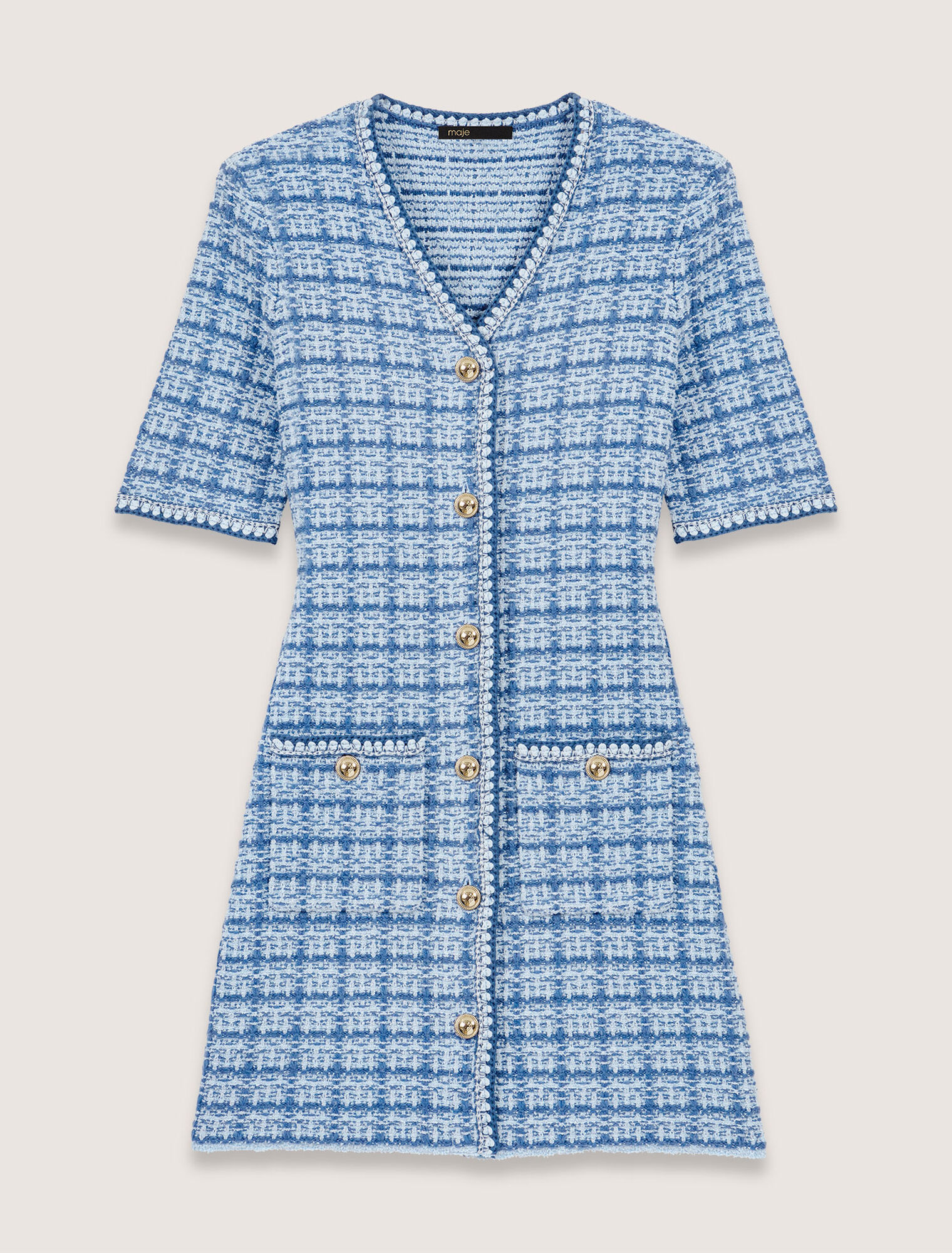 Vestido corto de punto efecto tweed