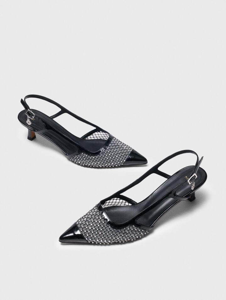 Zapatos de tacón de mesh con strass