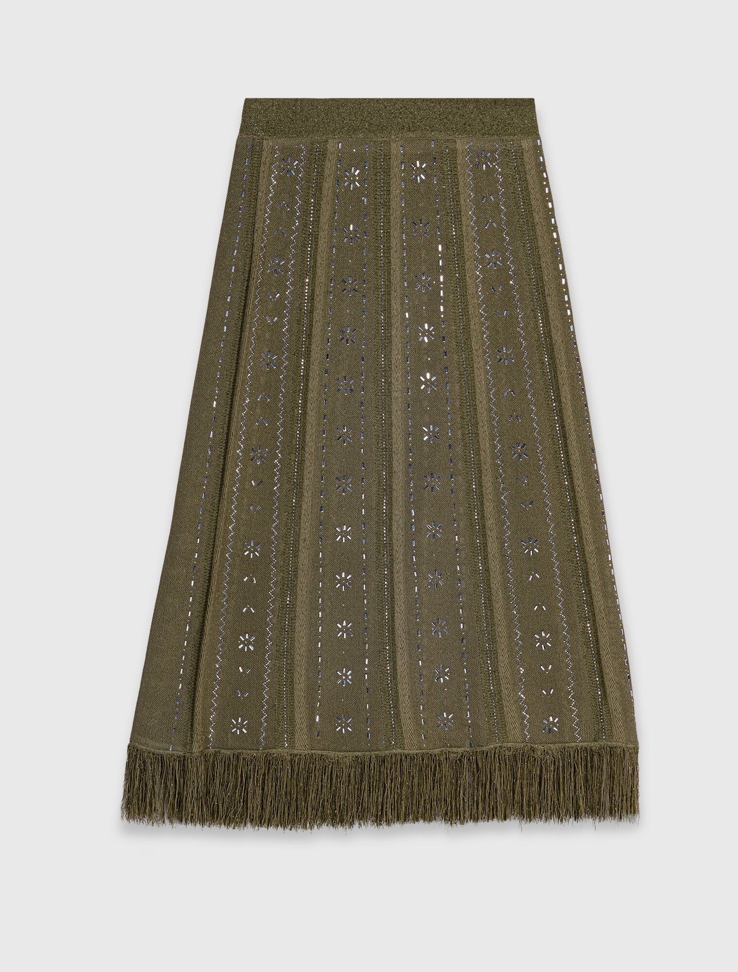 Falda de punto con flores, pedrer&iacute;a