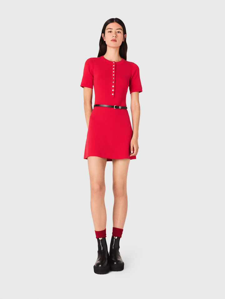 Vestido corto de punto canalé
