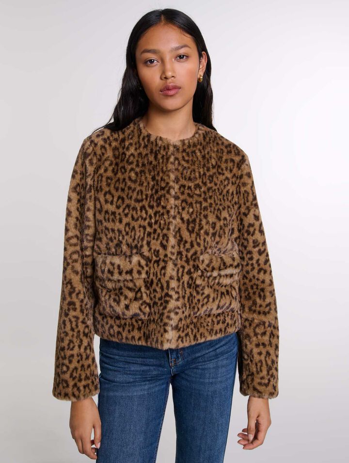 Chaqueta corta de piel sintética