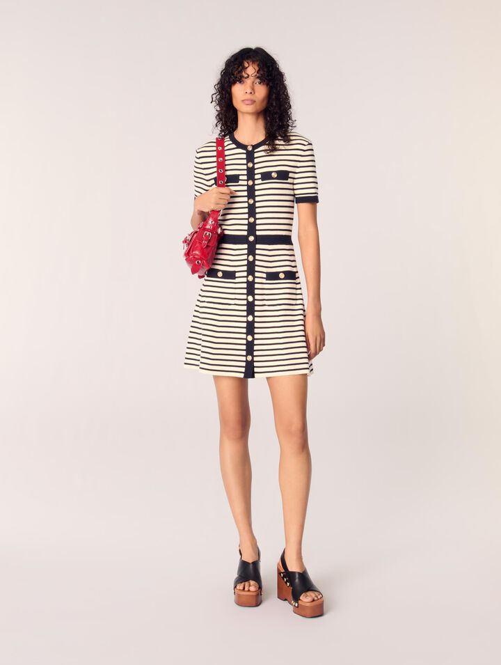 Vestido corto de punto de canalé