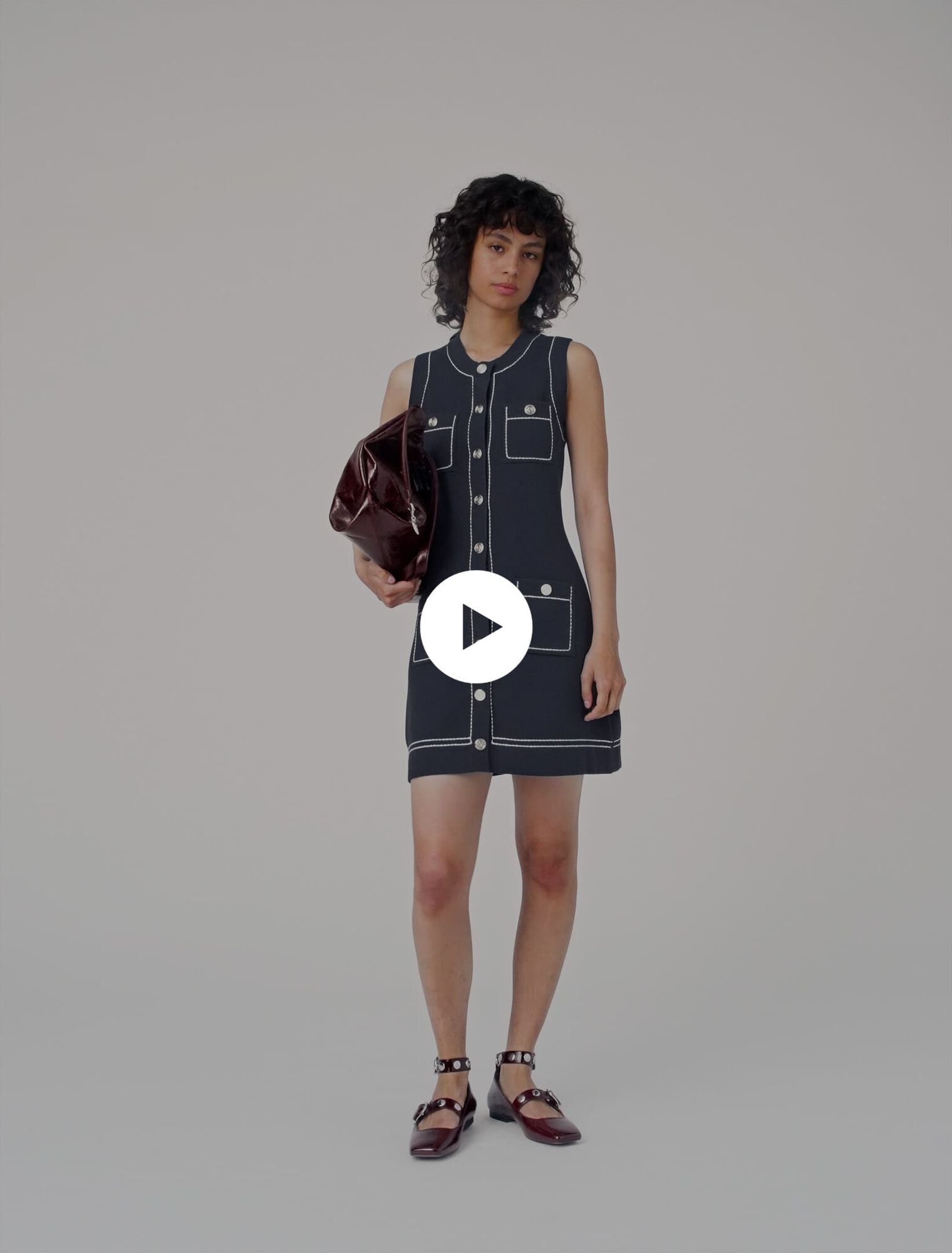 Vestido recto de punto pespunteado