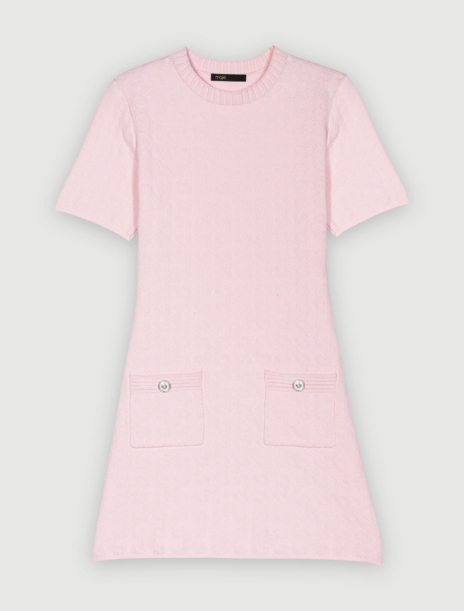 Vestido rosa de punto texturizado