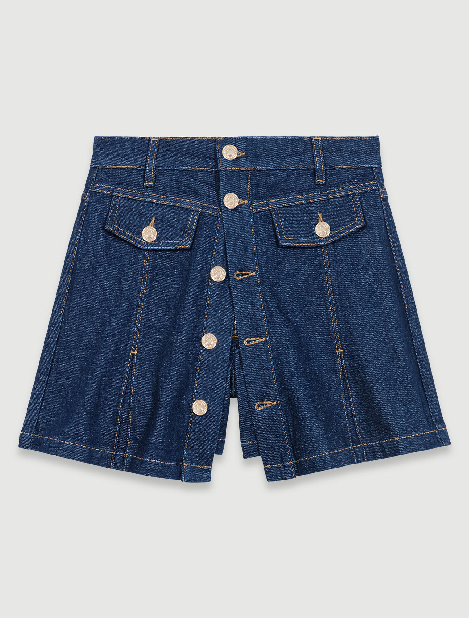 Pantalón corto trampantojo denim