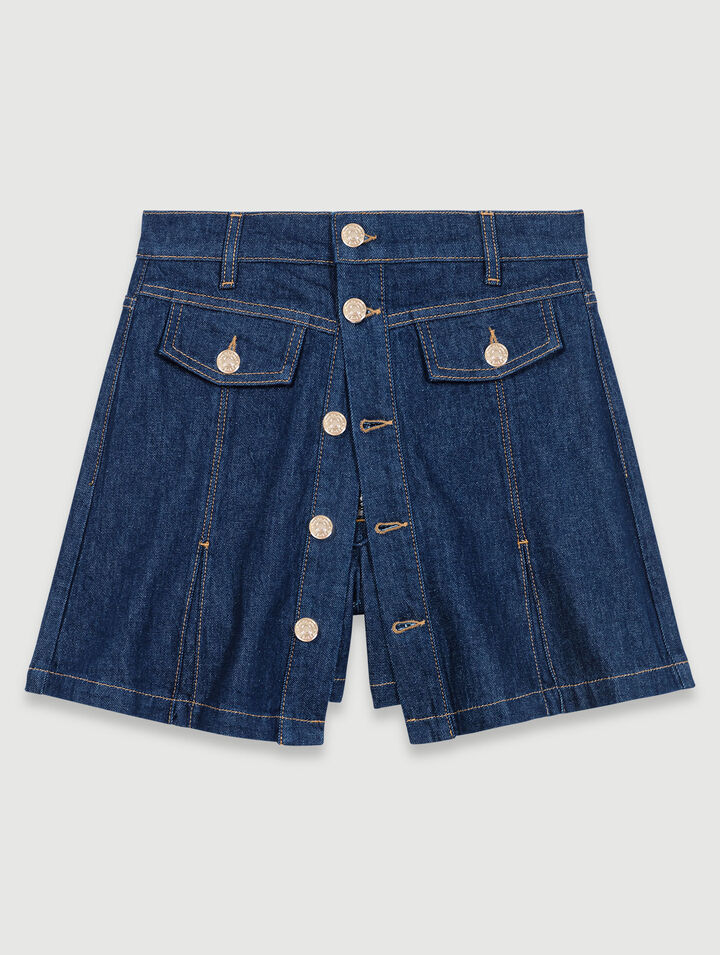 Pantalón corto trampantojo denim