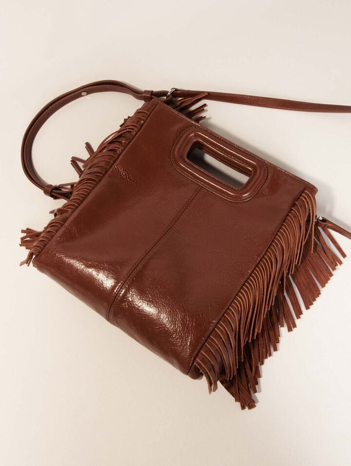 Bolso M de cuero craquelado