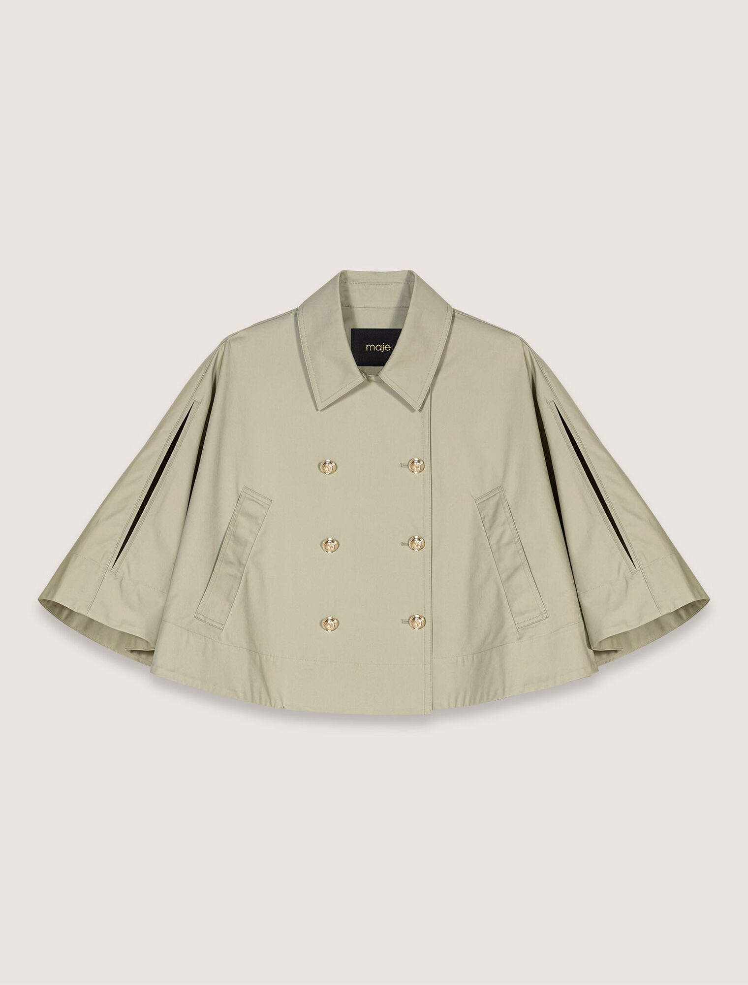 Gabardina corta efecto capa