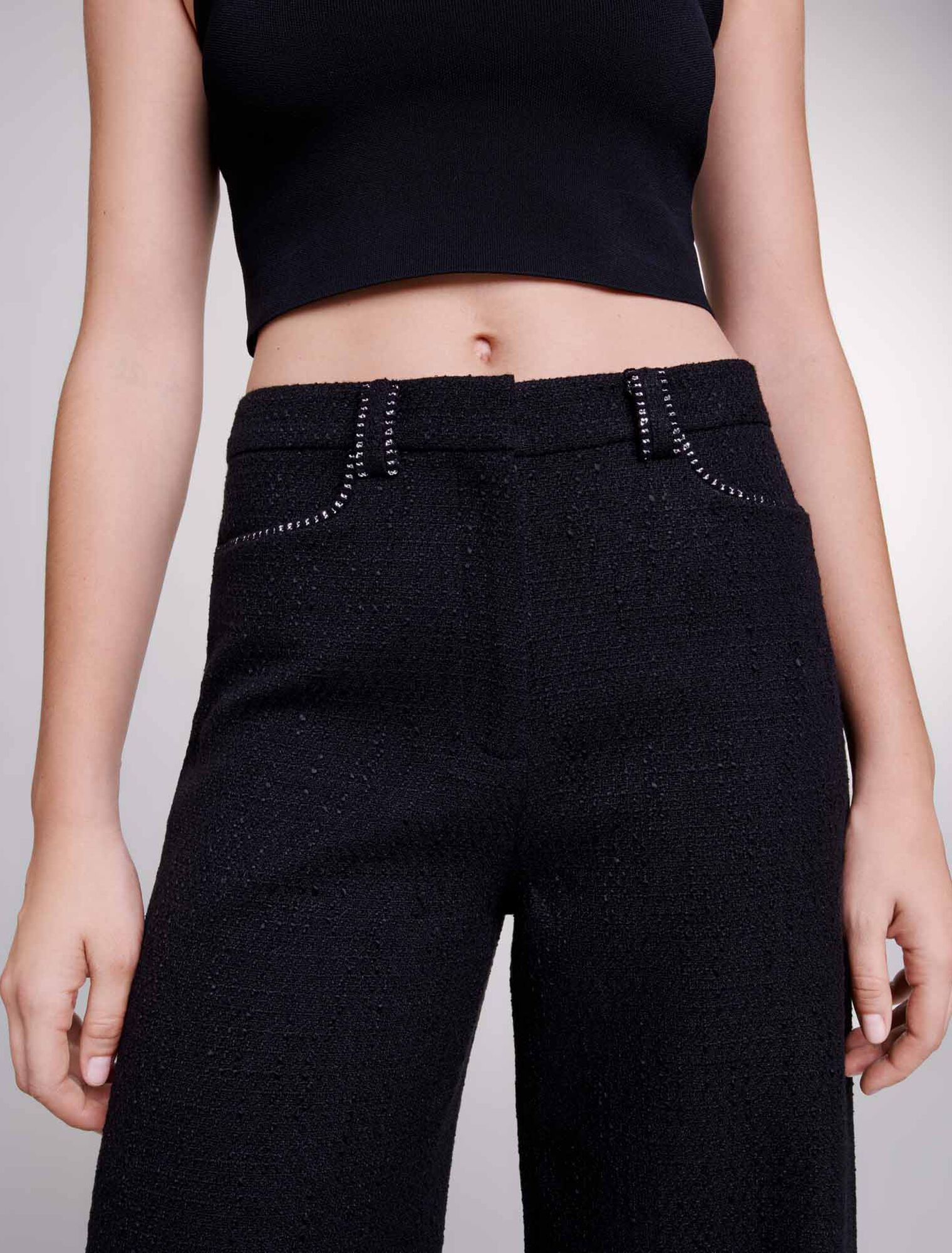 Pantalón ancho de tweed
