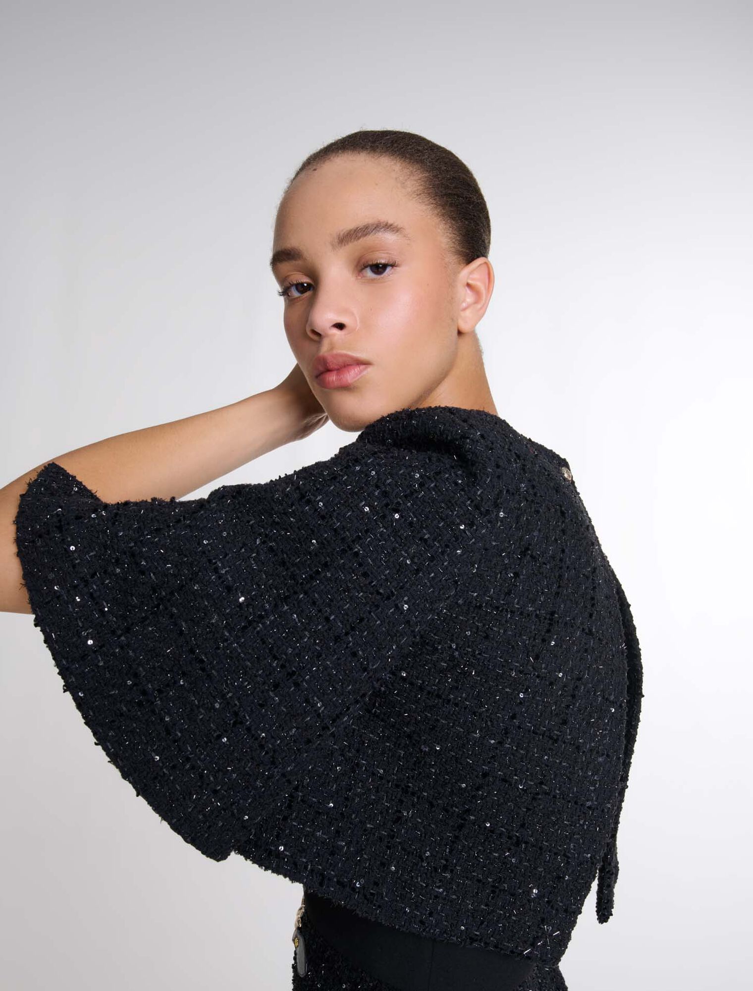 Vestido corto 2-en-1 de tweed