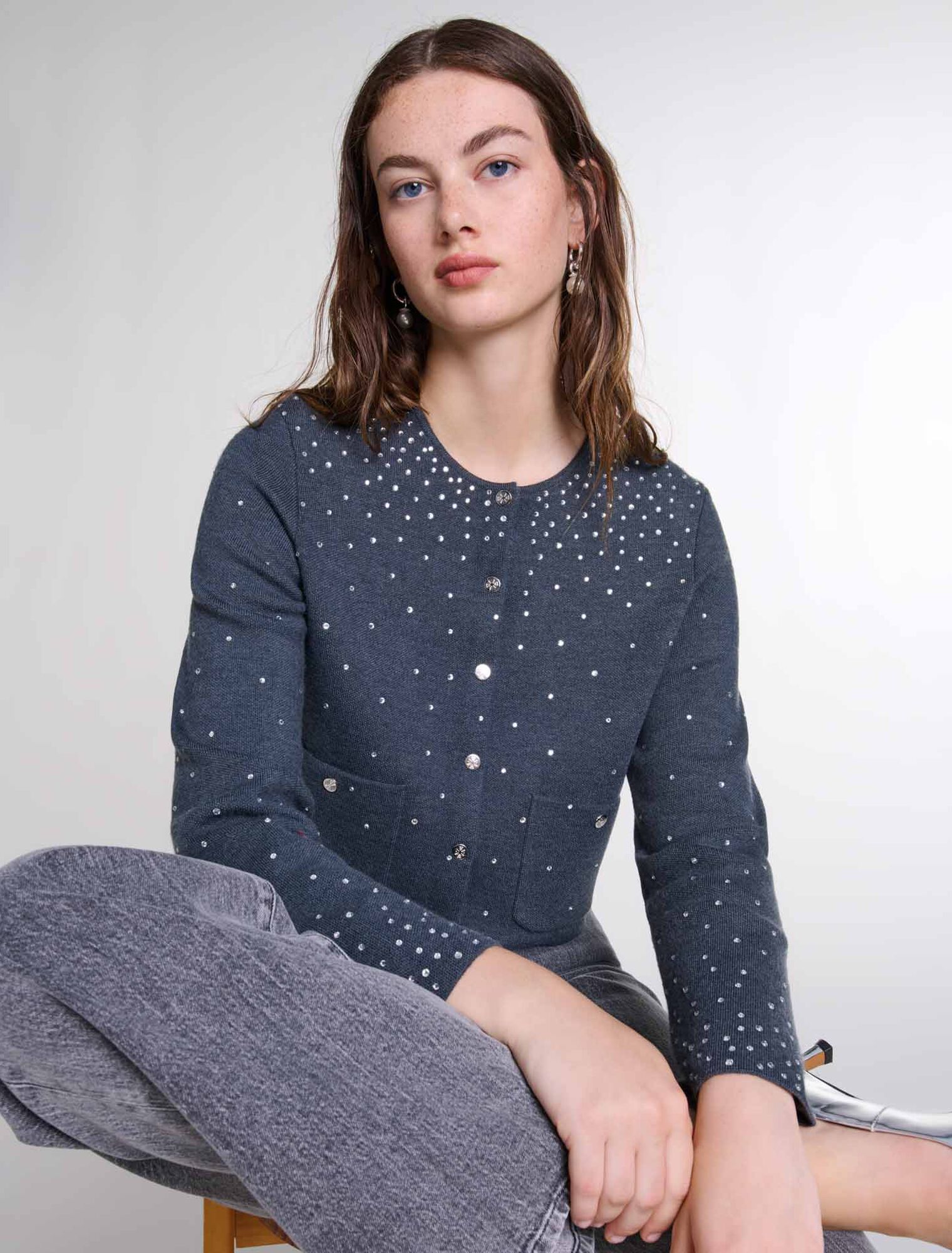 Jersey de punto con strass