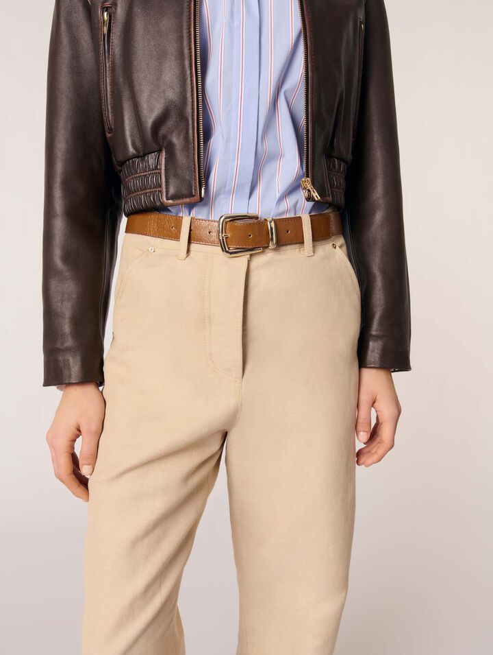 Pantalón de traje de lino y algodón