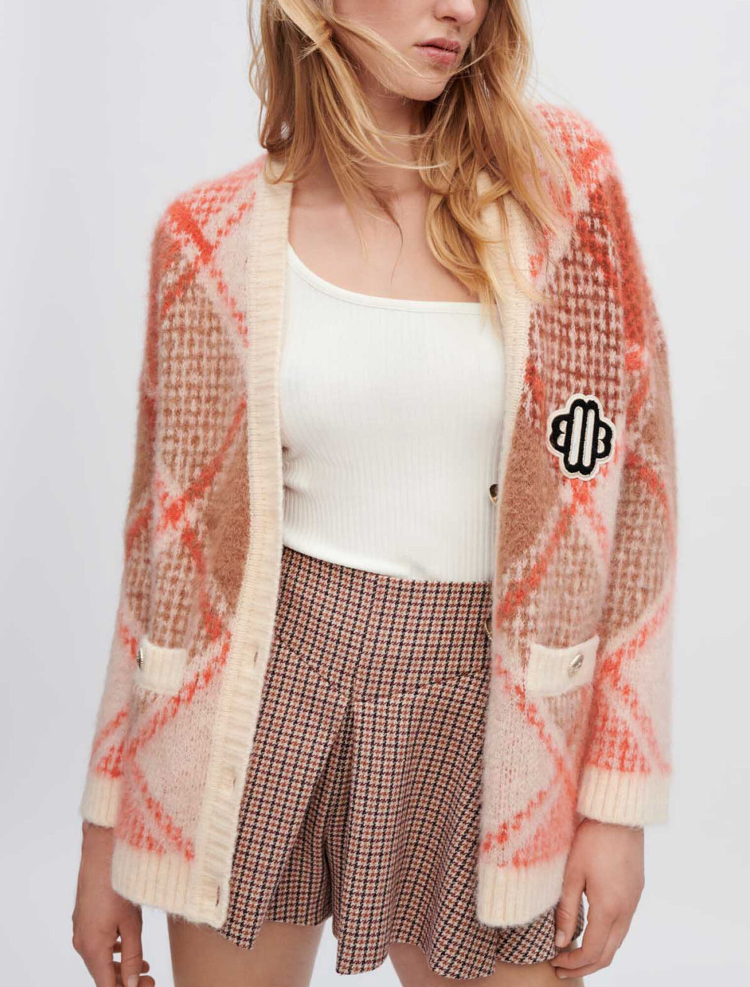 Chaqueta de punto jacquard con rombos