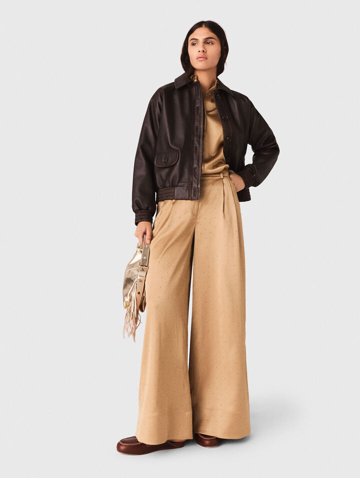 Pantal&oacute;n satinado con strass