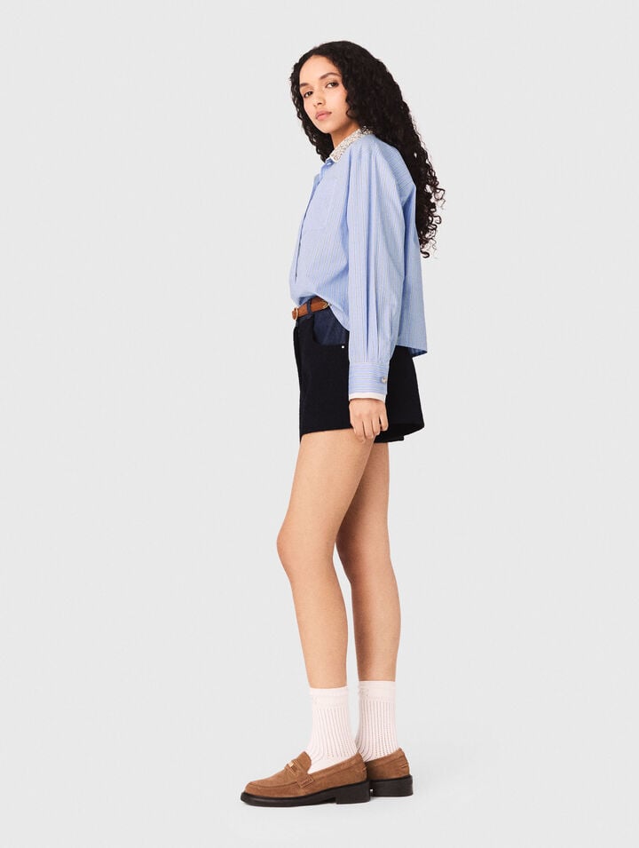 Camisa con cuello joya desmontable